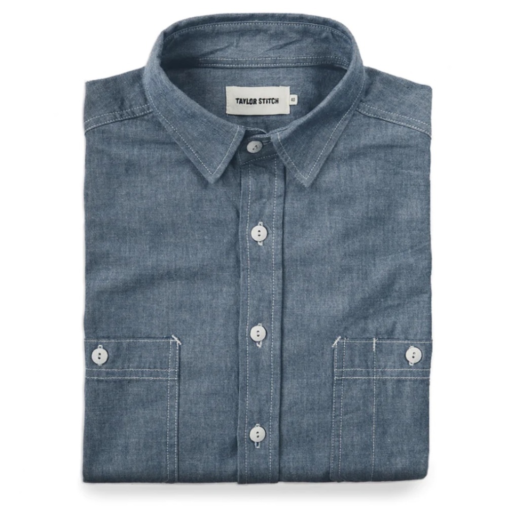 Taylor Stitch THE CALIFORNIA in Blue Everyday Chambray Size 46 / XXL